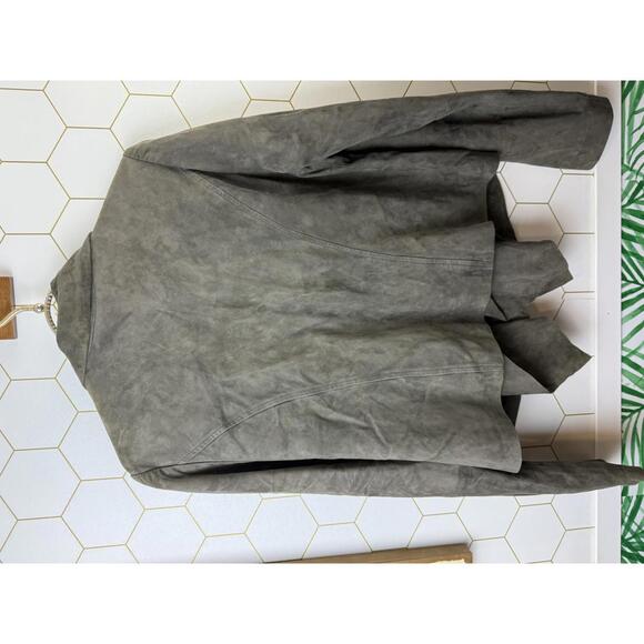 EDUN (designed by Bono) 100% Lamb Suede Asymmetric Moto Jacket - Size - Large - Picture 4 of 9